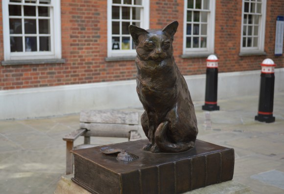 Seek out Hodge in the courtyard outside Dr. Johnson’s House, 17 Gough Square, London EC4A 3DE. (Picture: Jackie Buckle).