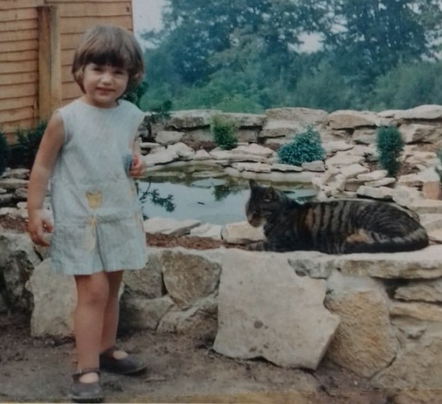 And at home with our own cat Dandy in 1968. Notice the cat pockets on the dress!
